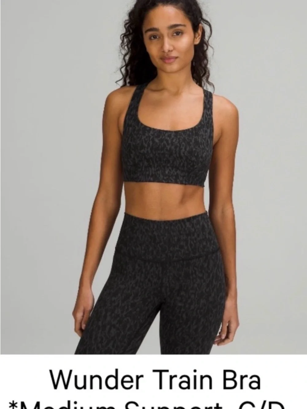 lululemon athletica Black & Charcoal Patterned Racerback Sports Bra